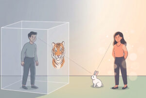 Ilustración de una persona que logra ver un problema de forma objetiva y clara tras vaciar su mente de preocupaciones y prejuicios.